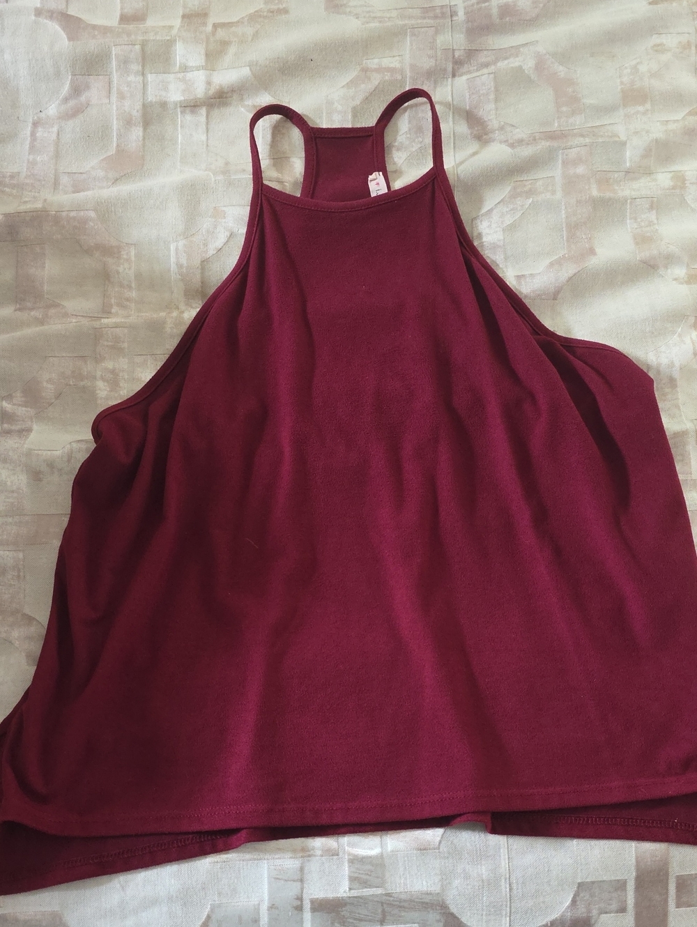Women's Maroon High-Neck Racerback Tank Top